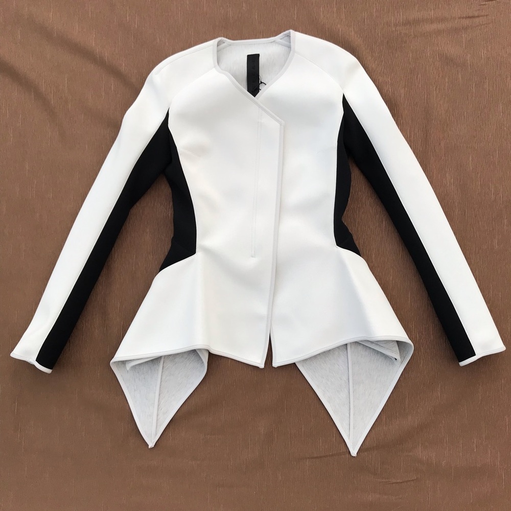 Gareth Pugh white black neoprene jacket 4 6 RARE - Picture 2 of 8